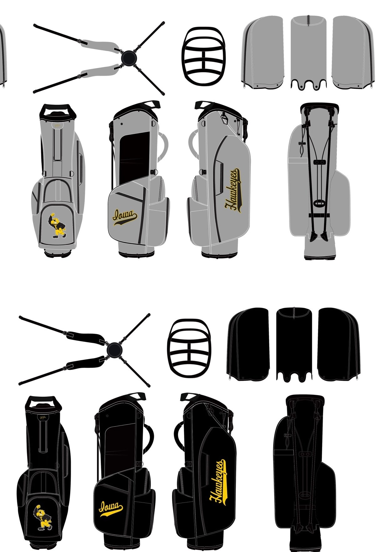Iowa Hawkeyes Herky Players Golf Bag – Black